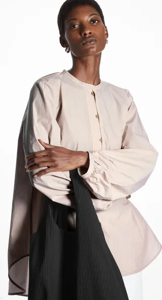 Puff-Sleeve Tunic Blouse