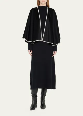 Cashmere Embellished Swing Cape
