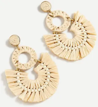 Raffia fan statement earrings