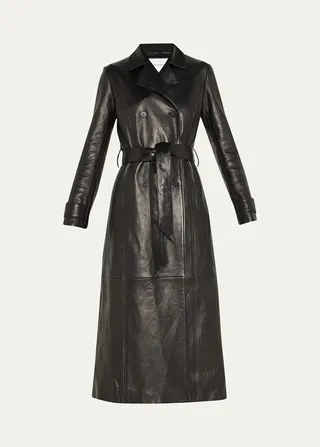 Belted Leather Trench Coat