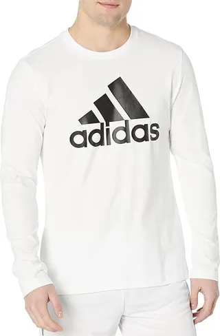 adidas Essentials Long Sleeve Tee (White) Men's Clothing