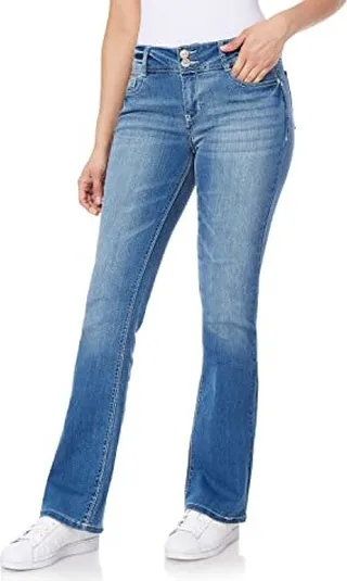WallFlower Women's Luscious Curvy Bootcut Mid-Rise Insta Stretch Juniors Jeans (Standard and Plus)