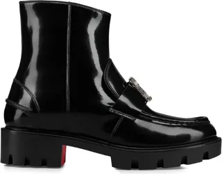 Christian Louboutin Cl Moc Booty Leather Ankle Boots