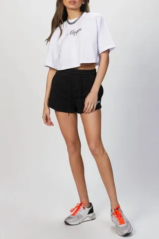 Logo-Print Track Shorts in Black