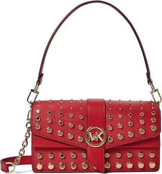 MICHAEL Michael Kors Greenwich Medium Convertible Shoulder (Crimson 1) Shoulder Handbags