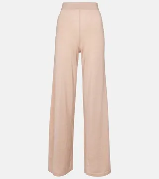 High-rise cashmere-blend pants