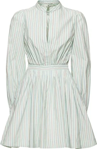 Striped cotton poplin belted mini dress