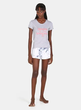 Casual Knit Top With Shorts Set Multicolour