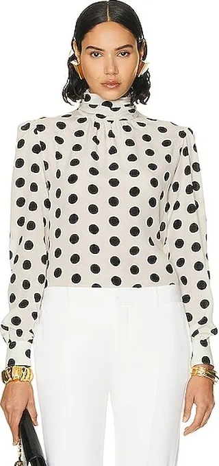 Saint Laurent Turtleneck Blouse in White