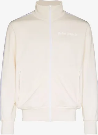 White Logo Print Track Jacket