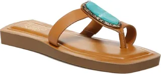 Capri Womens Leather Embellished Thong Sandals