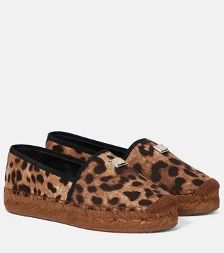Leopard-print platform espadrilles