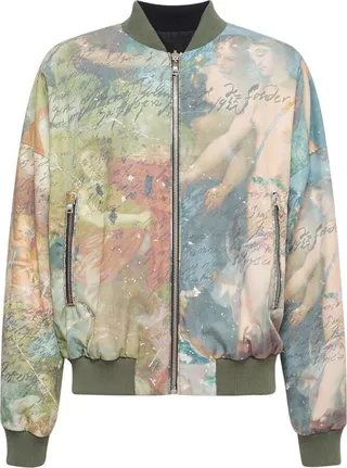 Reversible printed & logo bomber jacket