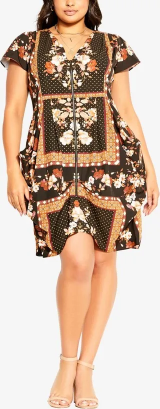 City Chic Trendy Plus Size Falling Floral Tunic Top
