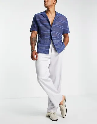 ASOS DESIGN wide twill smart pants in gray