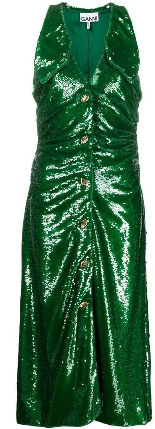 Sequin Ruched Midi Dress