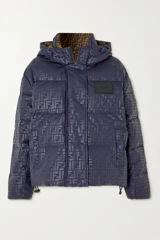 Fendi - Reversible Hooded Printed Padded Down Ski Jacket - Blue