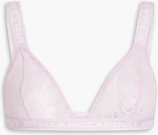 Monogram-trimmed lace triangle bra