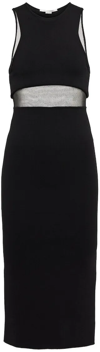 Mesh-paneled midi dress