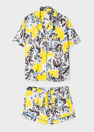 Women's Yellow 'Sea Flora' Short Sleeve Pyjama Set