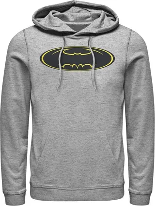 Men's Batman Logo Modern Wing Pull Over Hoodie - Athletic Heather - Small