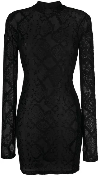 Snakeskin-Print Sheer Dress