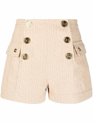 Monogram Jacquard Button-Front Shorts