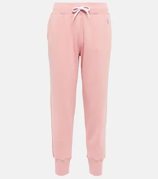 Cropped cotton-blend jersey sweatpants