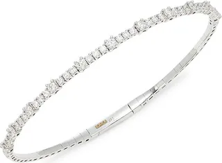 14K White Gold & 0.98 TCW Diamond Bangle Bracelet