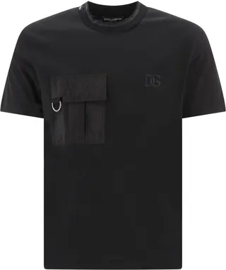 Dolce & Gabbana Pocket Deatiled Logo Embroidered Crewneck T-Shirt