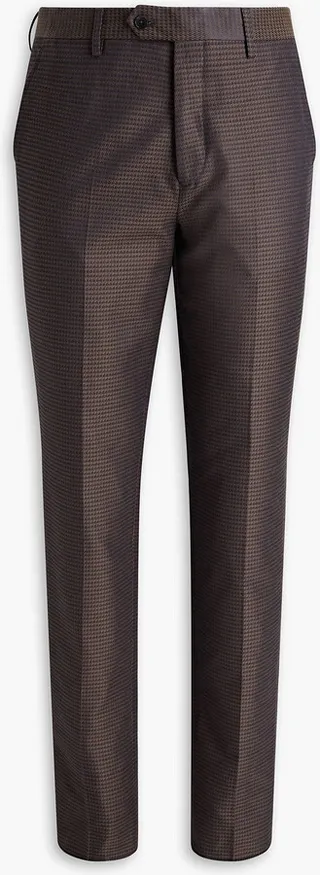 Slim-fit linen and cotton-blend jacquard pants