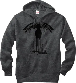 Men's Marvel Venom Logo Drip Pattern Pull Over Hoodie - Charcoal Heather - Medium