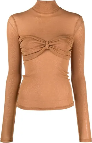 Draped-Bustier Turtleneck Top