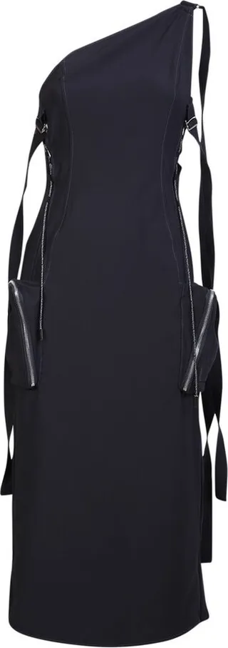 Jacquemus Zip-Detail One-Shoulder Midi Dress