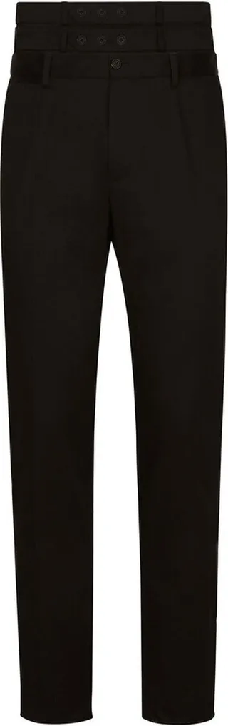 Double-Waist Cotton Tailored Trousers