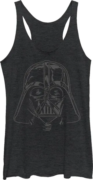 Women's Star Wars Darth Vader Helmet Racerback Tank Top - Black Heather - X Large