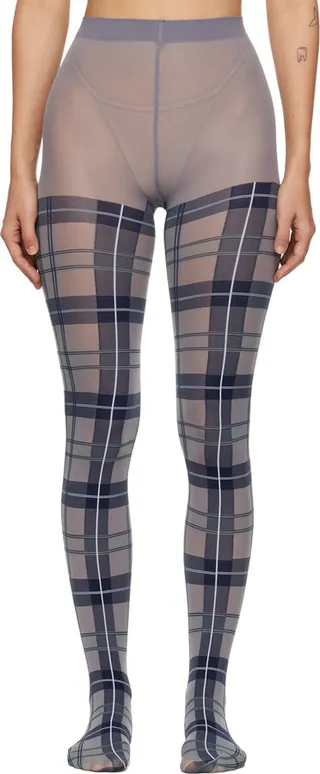 Thom Browne Gray Tartan Tights