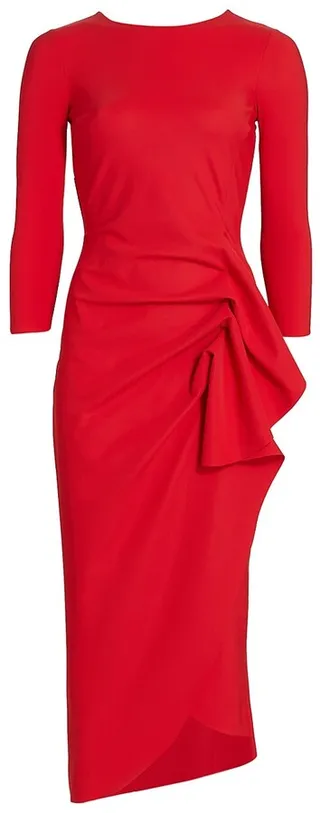 Gathered Side Midi-Dress
