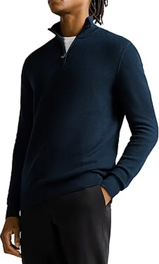 Ted Baker Meaddo Textured Knit Regular Fit Quarter Zip Mock Neck Sweater