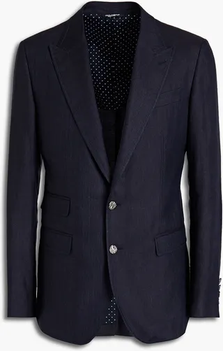 Slim-fit linen and silk-blend blazer