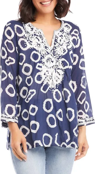 Embroidered Tunic in Navy