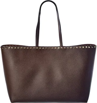 Valentino Rockstud Large Grainy Leather Shopper Tote