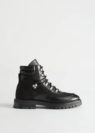 Leather Lace-Up Hiking Boots