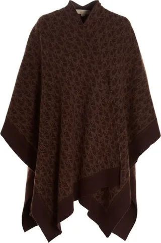 Michael Kors Logo Jacquard Knit Poncho