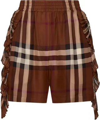 Burberry Checked Fringed-Detail Shorts