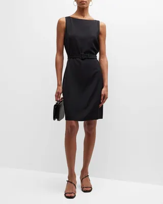 Belted Sleeveless Sheath Mini Dress