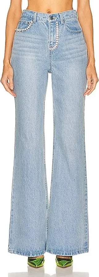 AREA 'Area' Nameplate Bootcut Jean in Blue