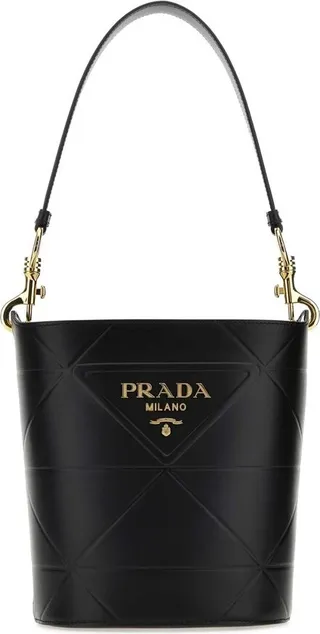 Prads Logo Plaque Bucket Tote Bag