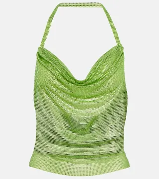 Crystal-embellished halterneck top