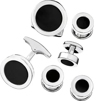 Sterling Silver & Onyx Round 6-Piece Cufflinks Set